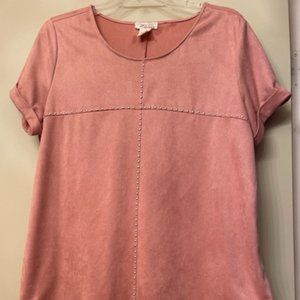 Rae Republic Faux Swede Short Sleeve Tunic Top
